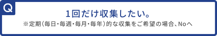 1回だけ収集したい。※定期（毎日・毎週・毎月・毎年）的な収集をご希望の場合、Noへ